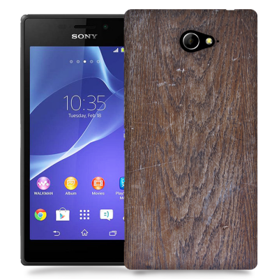 Skal till Sony Xperia M2 - Slitet trä