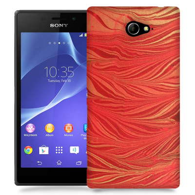 Skal till Sony Xperia M2 - Vågor - Röd/Orange