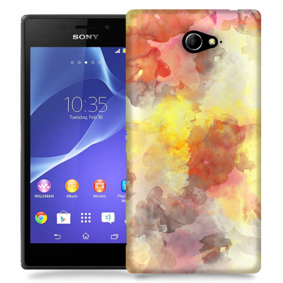 Skal till Sony Xperia M2 - Vattenfärg - Grå/Röd