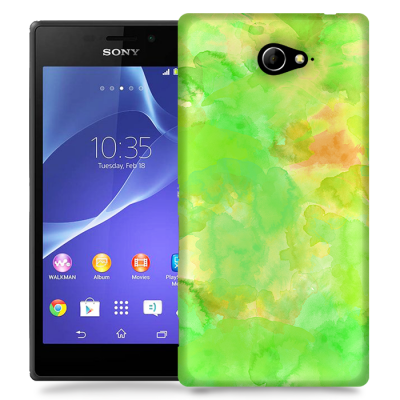 Skal till Sony Xperia M2 - Vattenfärg - Grön/Gul