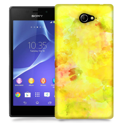 Skal till Sony Xperia M2 - Vattenfärg - Gul