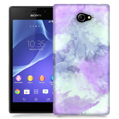 Skal till Sony Xperia M2 - Vattenfärg - Lila/Ljusblå