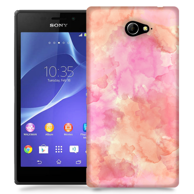 Skal till Sony Xperia M2 - Vattenfärg - Rosa