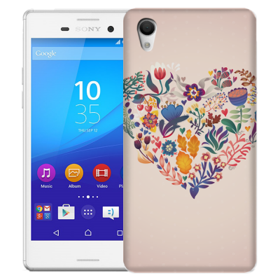 Skal till Sony Xperia M4 Aqua - Blommigt hjärta