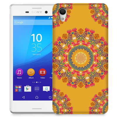 Skal till Sony Xperia M4 Aqua - Blommigt mönster - Orange