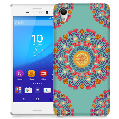 Skal till Sony Xperia M4 Aqua - Blommigt mönster - Turkos