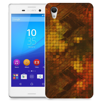 Skal till Sony Xperia M4 Aqua - Borstat rutor - Röd