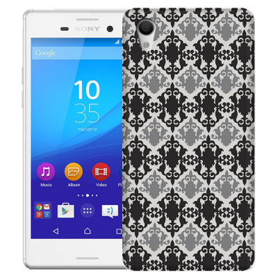 Skal till Sony Xperia M4 Aqua - Damask - Svart/Grå