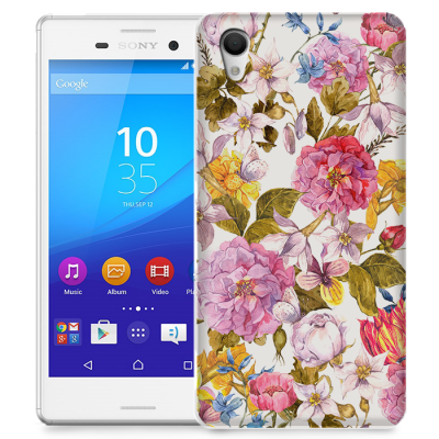 Skal till Sony Xperia M4 Aqua - Hortensia - Vit