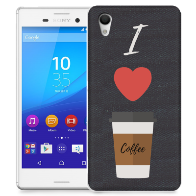 Skal till Sony Xperia M4 Aqua - I love coffe - Svart