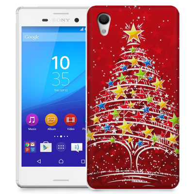 Skal till Sony Xperia M4 Aqua - Julgran - Röd