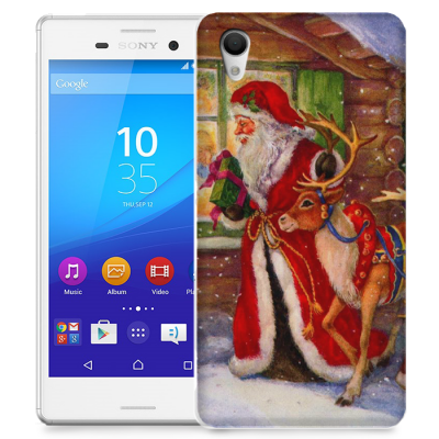 Skal till Sony Xperia M4 Aqua - Jultomte och ren