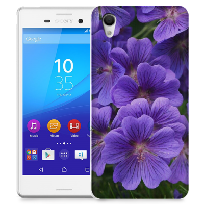 Skal till Sony Xperia M4 Aqua - Lila blommor