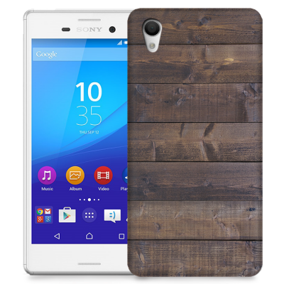 Skal till Sony Xperia M4 Aqua - Mörkbetsade plank
