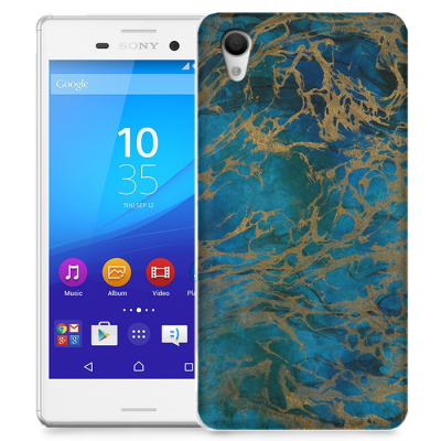 Skal till Sony Xperia M4 Aqua - Marble - Blå