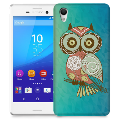 Skal till Sony Xperia M4 Aqua - Orientalisk uggla - Blå