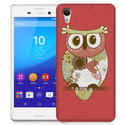 Skal till Sony Xperia M4 Aqua - Orientalisk uggla - Röd