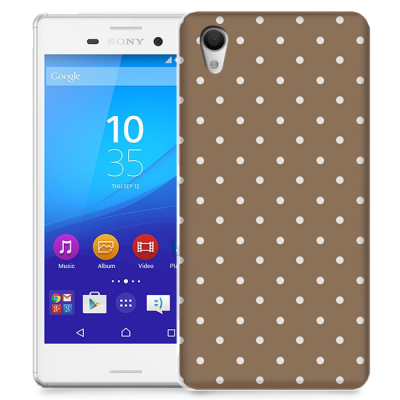 Skal till Sony Xperia M4 Aqua - Polka - Brun