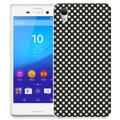Skal till Sony Xperia M4 Aqua - Polkadots - Svart/Vit