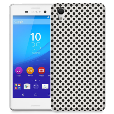 Skal till Sony Xperia M4 Aqua - Polkadots - Vit/Svart