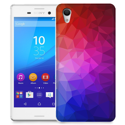 Skal till Sony Xperia M4 Aqua - Polygon - Blå/Lila/Röd