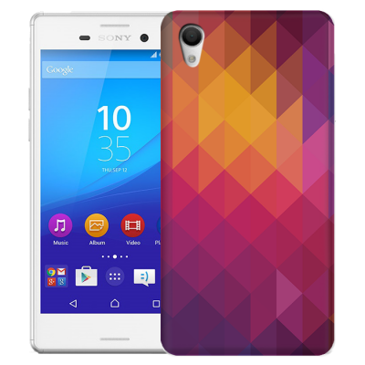 Skal till Sony Xperia M4 Aqua - Polygon - Gul/Rosa
