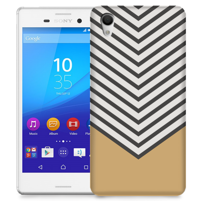 Skal till Sony Xperia M4 Aqua - Ränder - Beige/Vit