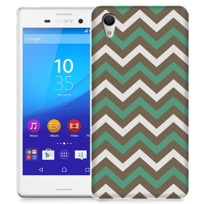 Skal till Sony Xperia M4 Aqua - Ränder - Grön/Brun