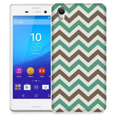 Skal till Sony Xperia M4 Aqua - Ränder - Mint/Brun