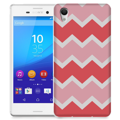 Skal till Sony Xperia M4 Aqua - Ränder - Röd/Rosa