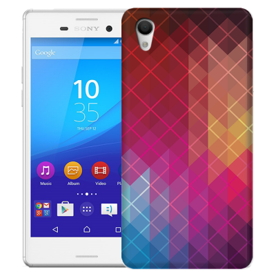 Skal till Sony Xperia M4 Aqua - Röda kvadrater