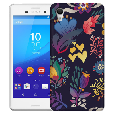 Skal till Sony Xperia M4 Aqua - Retro blommor