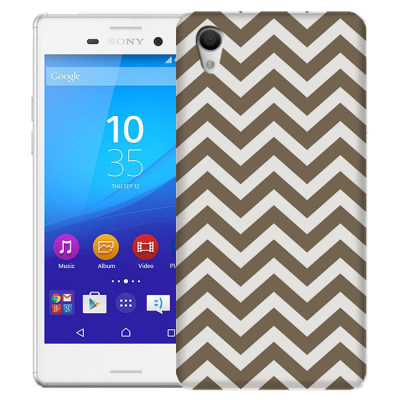 Skal till Sony Xperia M4 Aqua - Retro ränder - Grå