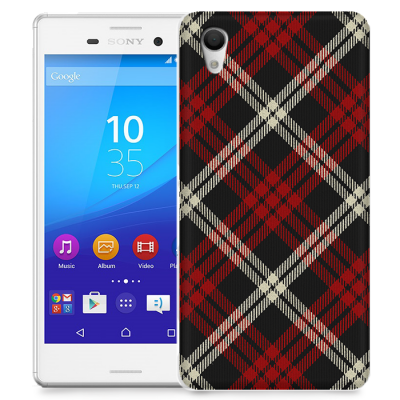 Skal till Sony Xperia M4 Aqua - Rutig - Röd