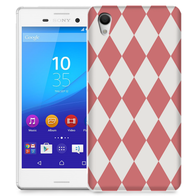 Skal till Sony Xperia M4 Aqua - Rutig - Rosa/Vit