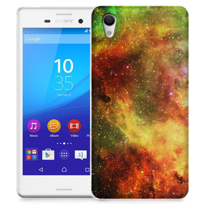 Skal till Sony Xperia M4 Aqua - Rymden - Grön/Gul