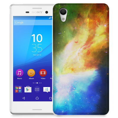 Skal till Sony Xperia M4 Aqua - Rymden - Gul/Blå