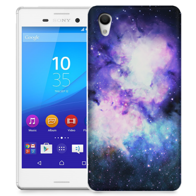 Skal till Sony Xperia M4 Aqua - Rymden - Lila/Blå
