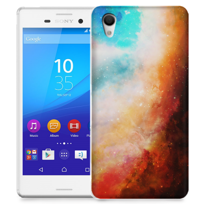 Skal till Sony Xperia M4 Aqua - Rymden - Orange/Blå