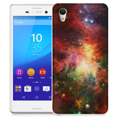 Skal till Sony Xperia M4 Aqua - Rymden - Röd/Grön