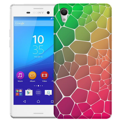 Skal till Sony Xperia M4 Aqua - Skifferstenar - Rosa/Grön