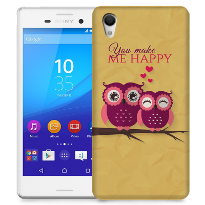 Skal till Sony Xperia M4 Aqua - Ugglor - You make me happy