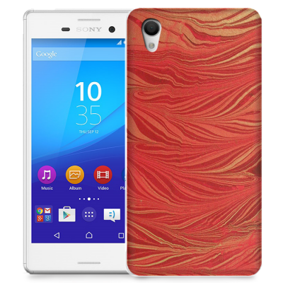 Skal till Sony Xperia M4 Aqua - Vågor - Röd/Orange