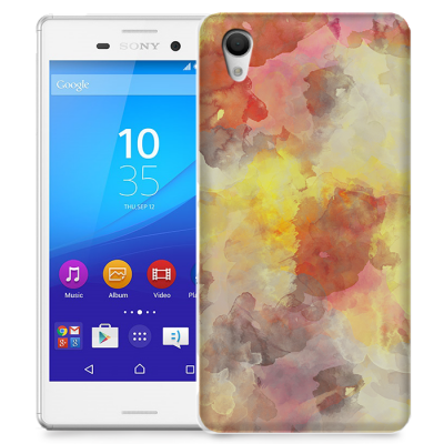 Skal till Sony Xperia M4 Aqua - Vattenfärg - Grå/Röd