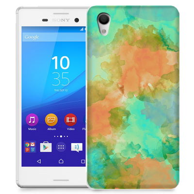 Skal till Sony Xperia M4 Aqua - Vattenfärg - Grön/Orange