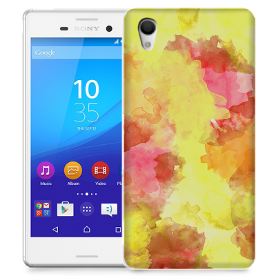 Skal till Sony Xperia M4 Aqua - Vattenfärg - Gul/Röd