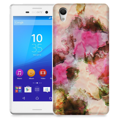 Skal till Sony Xperia M4 Aqua - Vattenfärg - Svart/Ljusrosa