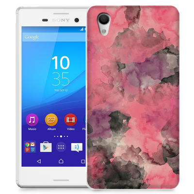 Skal till Sony Xperia M4 Aqua - Vattenfärg - Svart/Rosa
