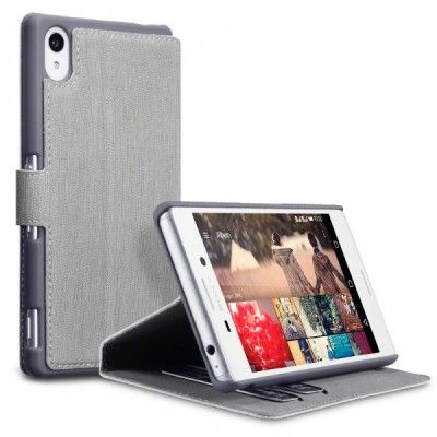 Slim Book Plånboksfodral till Sony Xperia M4 Aqua - Grå