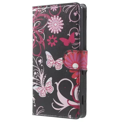 Plånboksfodral till Sony Xperia M5 - Black Butterfly